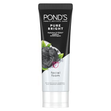 POND'S Pure Bright Face Cleanser with foam for hydrated skin; Activated Charcoal & Green Tea gives radiant skin, 100g