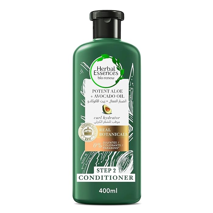 Herbal Essences Sulfate-Free Potent Aloe + Avocado Oil Hair Conditioner for Curl Hydration and Moisturizing, 400 ml