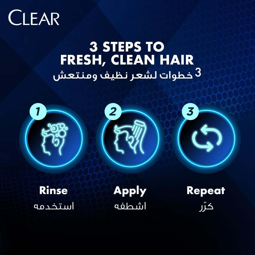 CLEAR MEN Complete Care 3in1 Shampoo, For Hair, Face & Body With Activated Charcoal, for 100% dandruff free hair and moisturized skin, 900ml