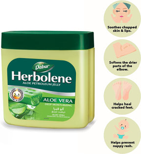 Dabur Herbolene Aloe Petroleum Jelly, Enriched with Aloe Vera and Vitamin E for Dry and Rough Skin - 425 + 115 ml
