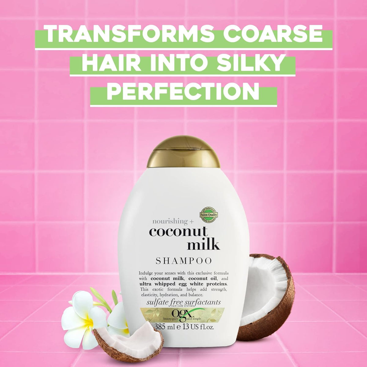 OGX, Shampoo, Nourishing+ Coconut Milk, New Gentle and PH Balanced Formula, 385ml