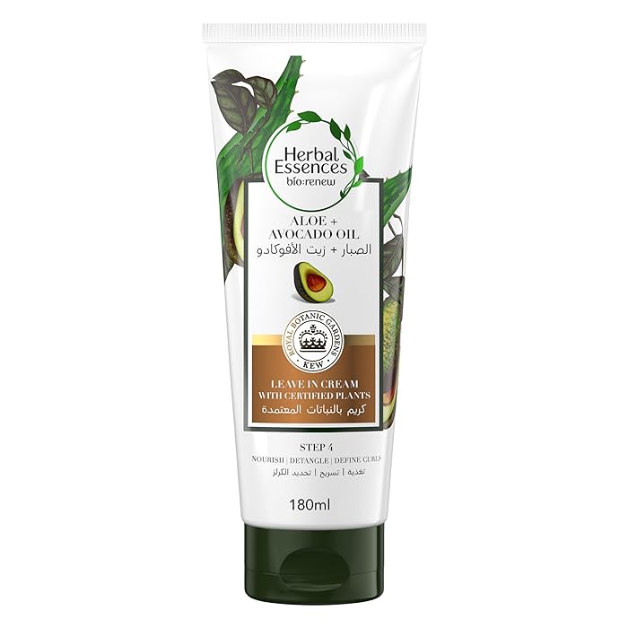 Herbal Essences Aloe and Avocado Oil Leave-In Conditioner with Certified Plants for Defined, Nourished and Detangled Hair, 180ml