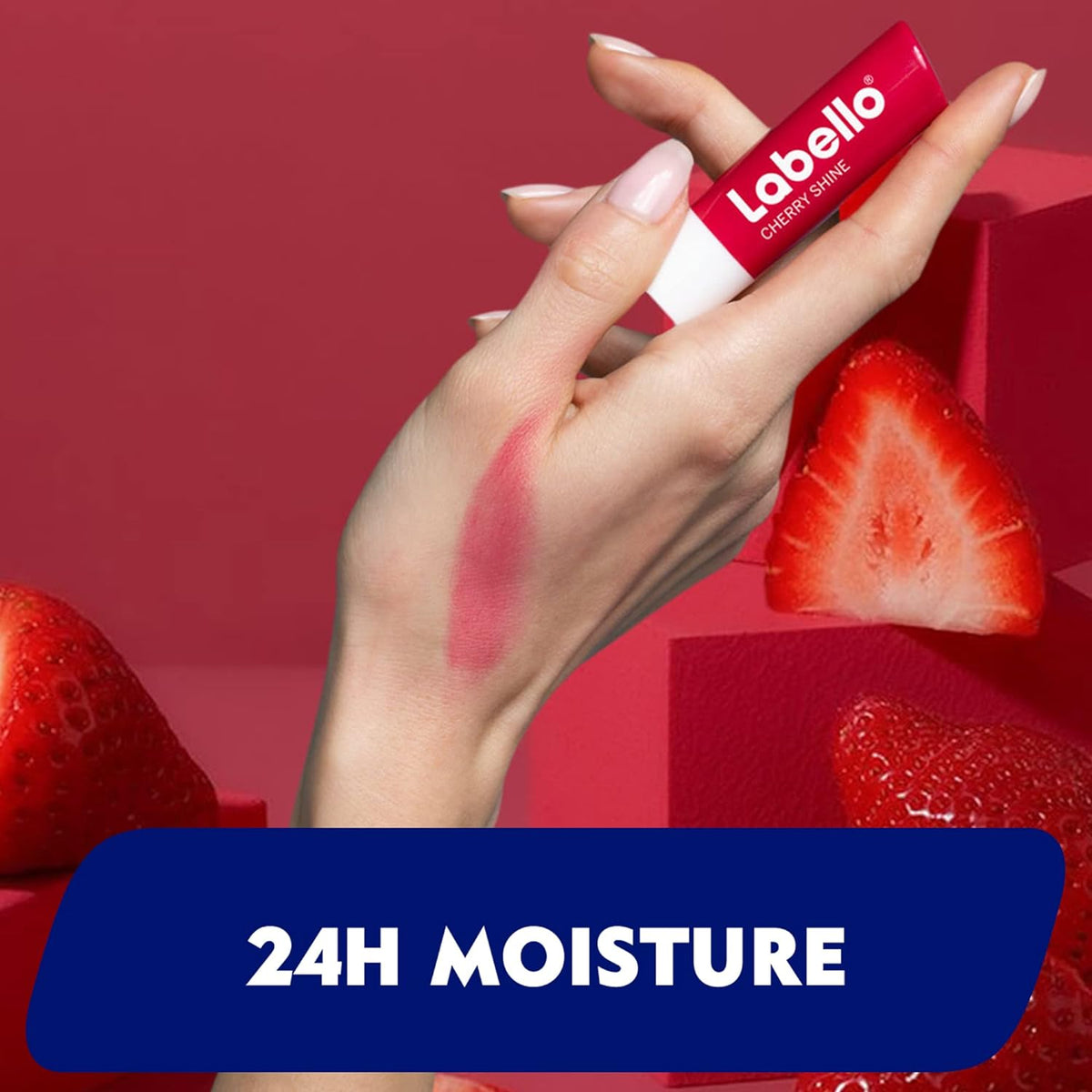 Labello Lip Balm, Moisturising Lip Care, Strawberry Shine, 4.8g