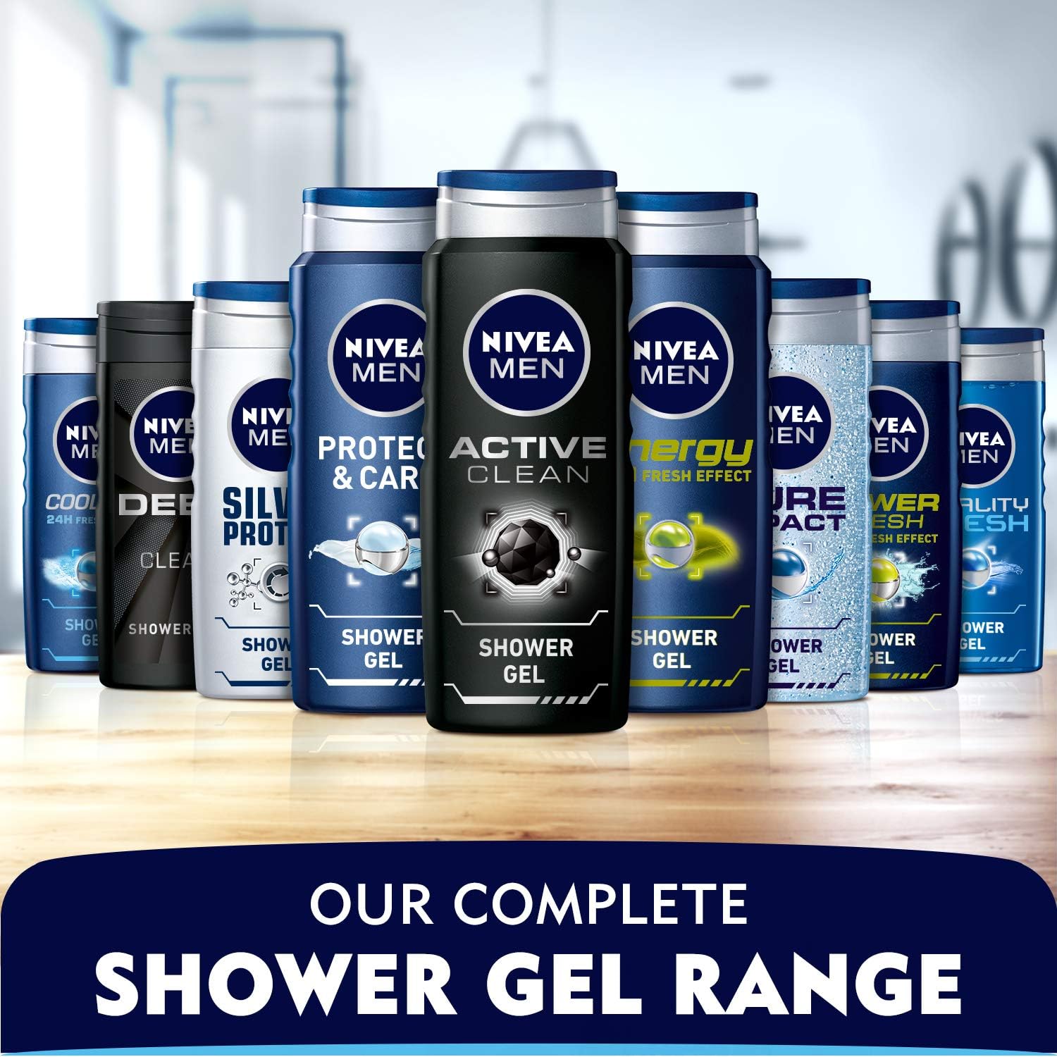 NIVEA MEN 3in1 Shower Gel Body Wash, Energy 24h Fresh Masculine Scent, 500ml