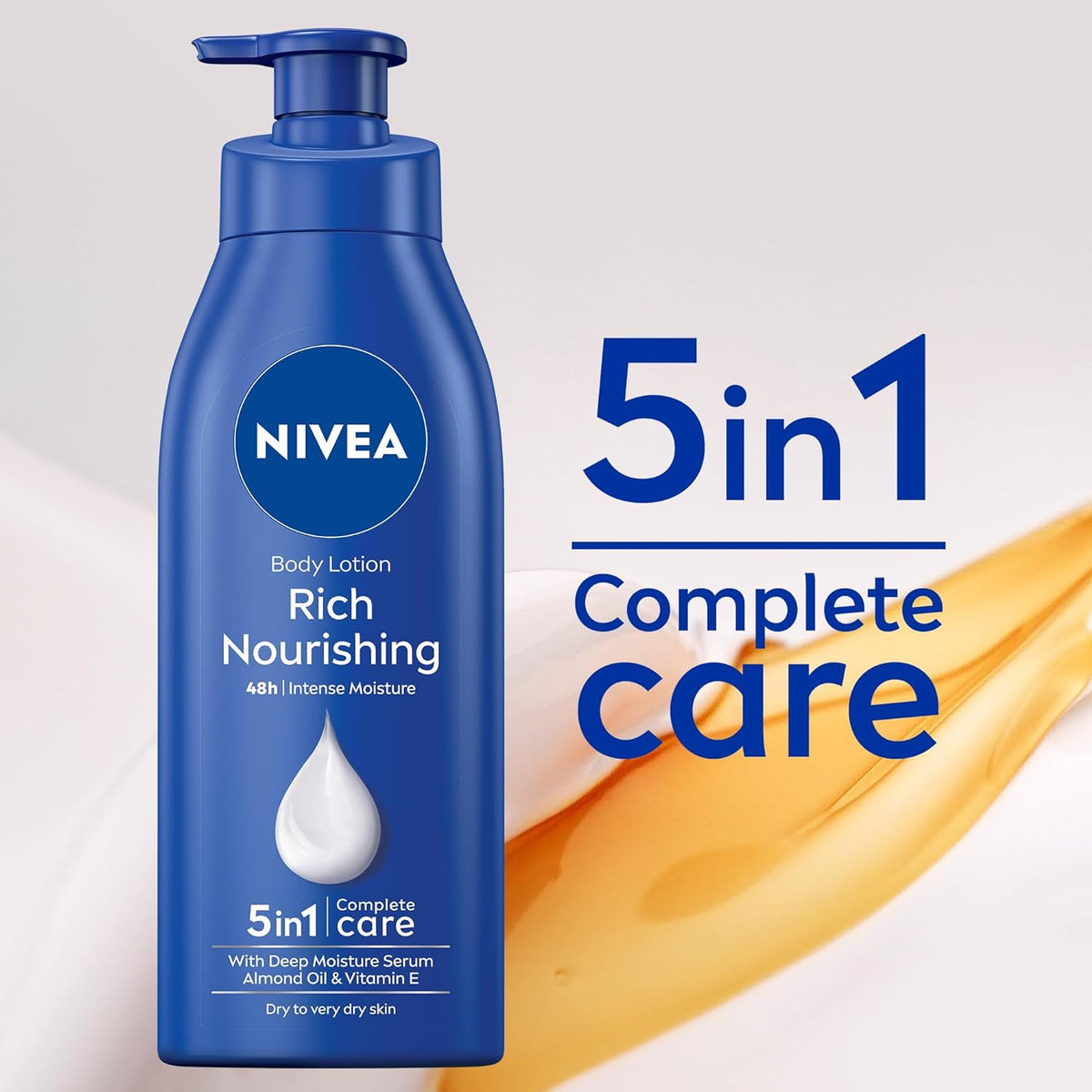 NIVEA Body Lotion Moisturizer for Extra Dry Skin, 48h Moisture Care, Nourishing Almond Oil & Vitamin E, 400ml