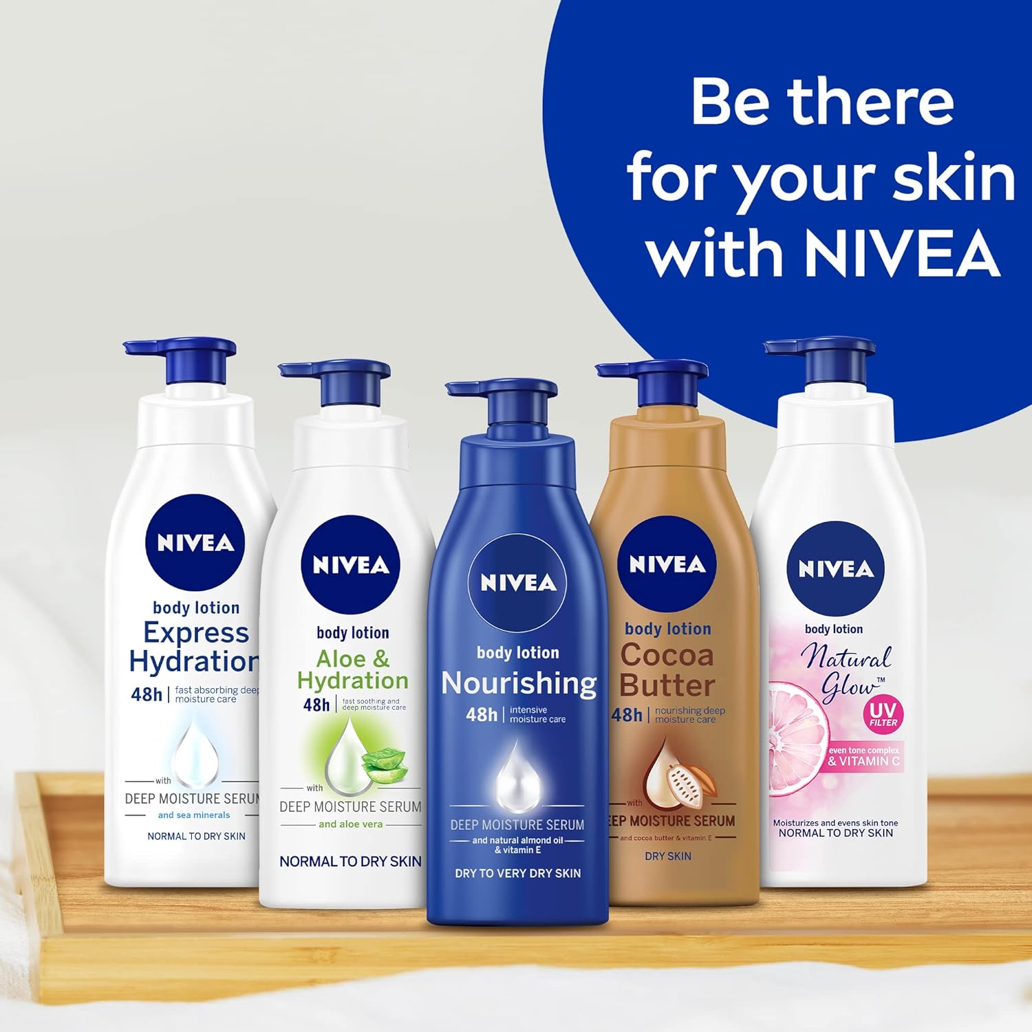 NIVEA Body Lotion Moisturizer for Normal & Dry Skin, 48h Moisture Care, Express Hydration Sea Minerals, 625ml