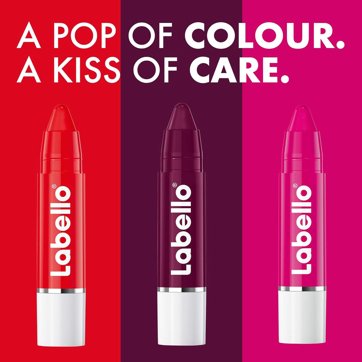 LABELLO Lipstick, Crayon Colour Lip Balm, Poppy Red, 3g