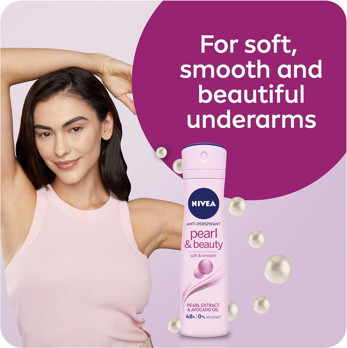 NIVEA Antiperspirant Spray for Women, Pearl & Beauty Pearl Extracts, 150ml