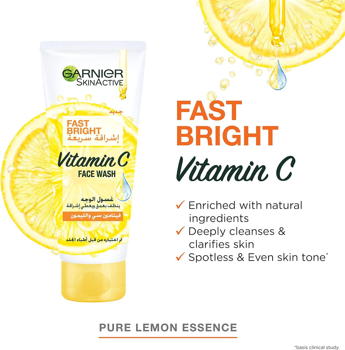 Garnier SkinActive Fast Bright Face Wash with Pure Lemon Essence 100 ml