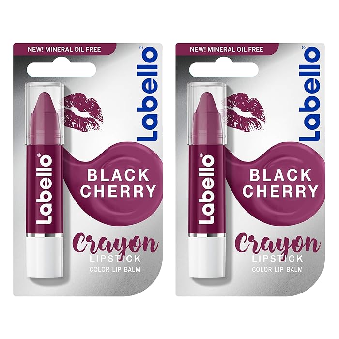 LABELLO Lipstick, Crayon Colour Lip Balm, Black Cherry, 3g