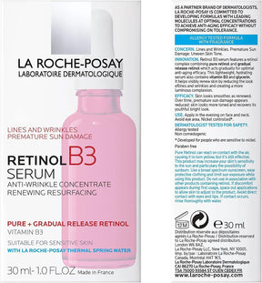 La Roche Posay La Roche-Posay Pure Retinol Face Serum with Vitamin B3. Anti Aging Face Serum for Lines, Wrinkles & Premature Sun Damage to Resurface & Hydrate. Suitable for Sensitive Skin, 1.0 Fl. Oz