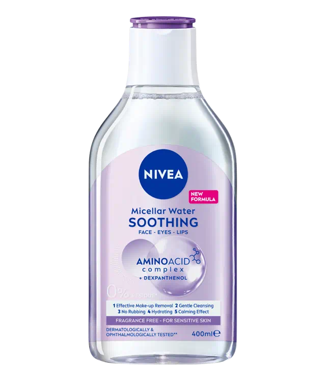 NIVEA Face Micellar Water, Face Eyes Lips Makeup Remover, No Residue, All Skin Types, 400ml