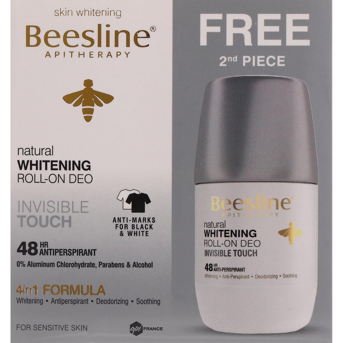 Beesline Whitening Roll On Deodorant Invisible Touch 2x50ML (1+1 Free)