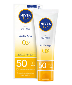 NIVEA SUN Face Cream, UV Anti-Age, SPF 50, Tube 50ml