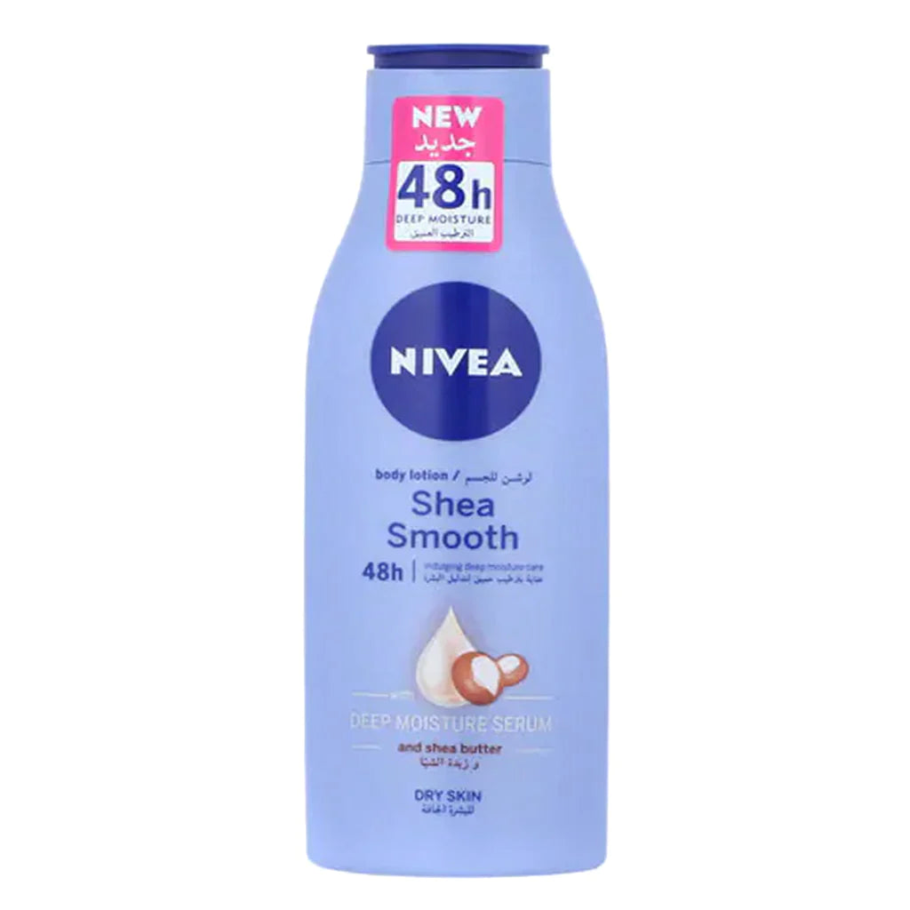 NIVEA Body Lotion Moisturizer for Dry Skin, 48h Moisture Care, Smooth Sensation Body Milk, Shea Butter, 400ml