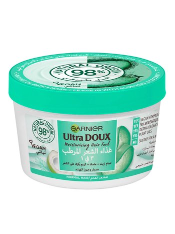 Garnier Ultra Doux Moisturising Aloe Vera 3-In-1 Hair Food For Normal Hair, 390 ml