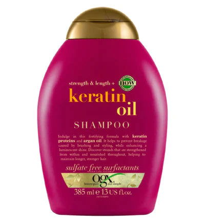 Ogx, shampoo, strength & length+ keratin oil, new gentle and ph balanced formula, 385ml